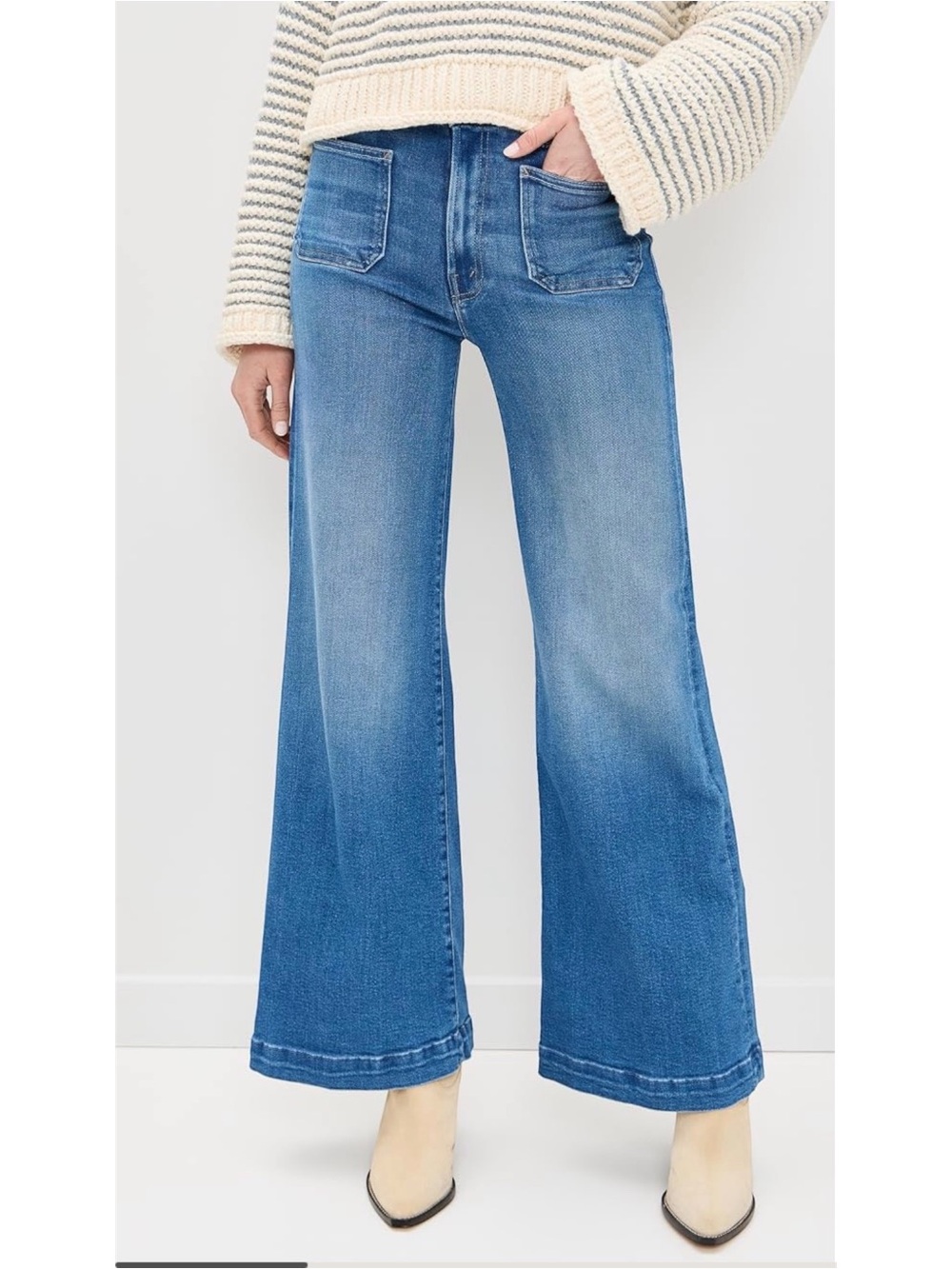 MOTHER Lil Hustler Roller Patch Pocket Sneak Jeans in Piece by Piece 31 Petite